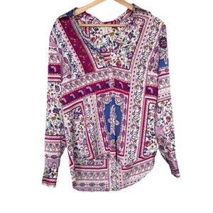 Joie Satin Blouse Top Paisley Women’s Size Small Boho Preppy Office Career